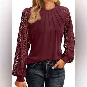 AUTOMET lace long sleeve 2X casual blouse